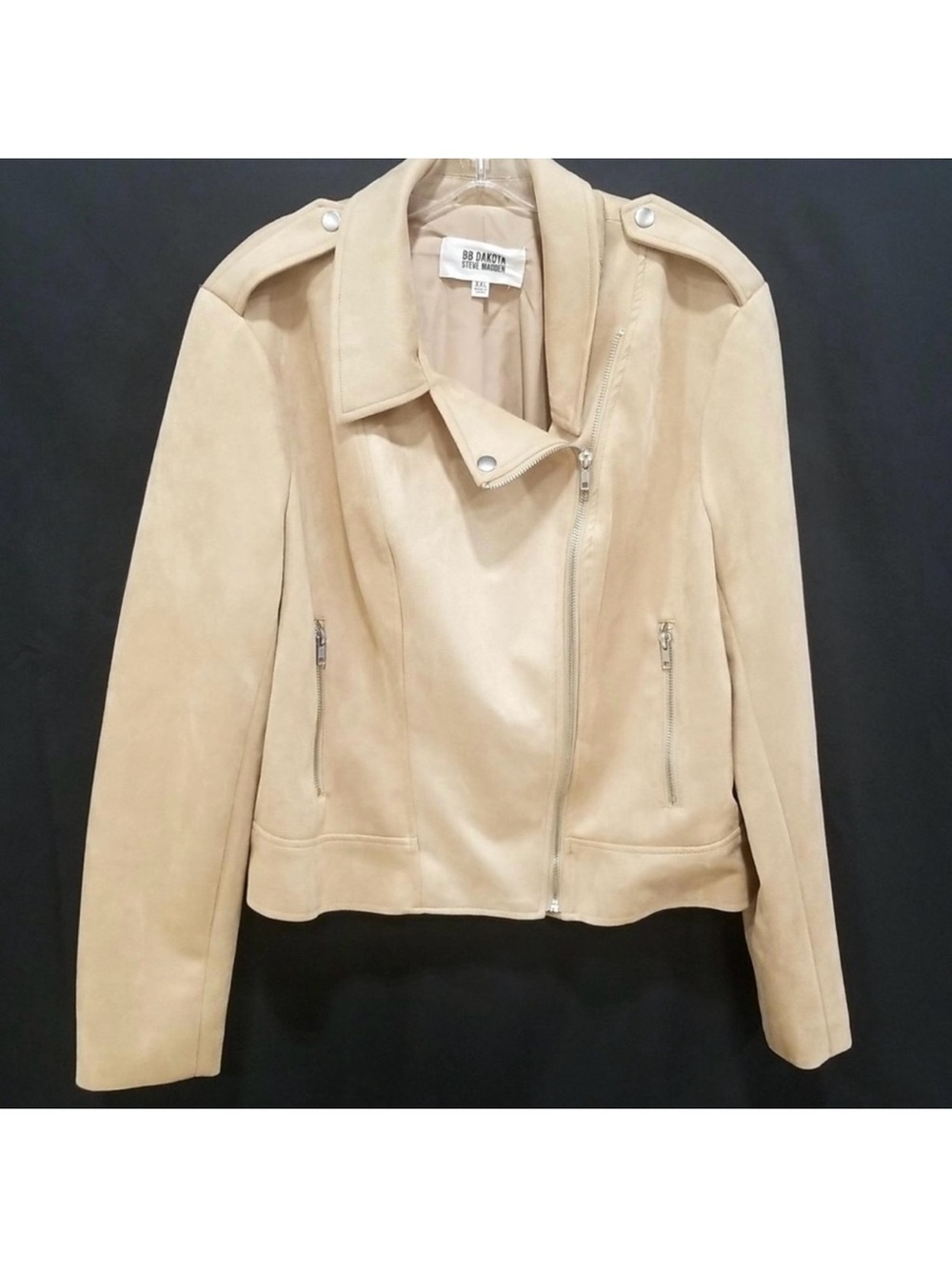 Women’s BB Dakota Tan Faux Suede Moto Jacket. Size XXL